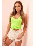 Dámská tílko z bavlny s kulatým výstřihem zelený neon