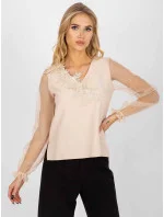 Dámská halenka LK BZ 506666 1.66P Béžová - FPrice Dámská halenka LK BZ 506666 1.66P Béžová - FPrice