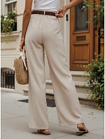 Dámské kalhoty z lyocellu se širokými nohavicemi, béžové, FashionStreet UY3068 Dámské kalhoty z lyocellu se širokými nohavicemi, béžové, FashionStreet UY3068