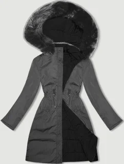 Černo-šedá oboustranná dámská bunda pro přechodné období J Style (16M9159-392)