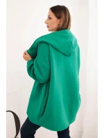 Dámská mikina s kapucí a asymetrickým zipem zelená