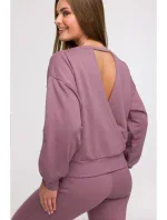 B293 Mikina s otevřenými zády - heather