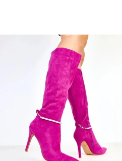 Dámské vysoké kozačky na podpatku AX-125 Fuchsie - COMER