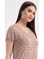 Dámská noční košile s krátkým rukávem Srdíčka Dámská noční košile s krátkým rukávem Srdíčka