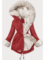 Tmavě červená bunda parka s kožešinovou odepínací podšívkou (5M763-6)