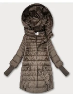 Béžová dámská bunda pro přechodné období s úpletovými stahovacími lemy (1828) Béžová dámská bunda pro přechodné období s úpletovými stahovacími lemy (1828)