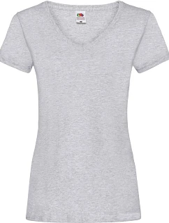 Fruit of the Loom Lady-Fit Valueweight V-Neck T Dámské tričko s výstřihem do V 16.1398 heather grey