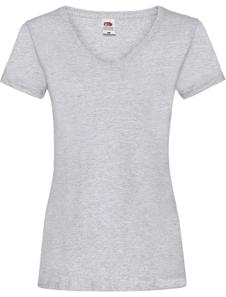 Fruit of the Loom Lady-Fit Valueweight V-Neck T Dámské tričko s výstřihem do V 16.1398 heather grey Fruit of the Loom Lady-Fit Valueweight V-Neck T Dámské tričko s výstřihem do V 16.1398 heather grey