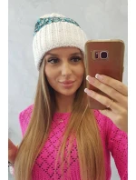 Dámská čepice Iris K348 white+turquoise Dámská čepice Iris K348 white+turquoise