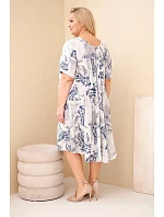 Dámské viskózové šaty Plus Size s krátkým rukávem a paisley střihem béžová