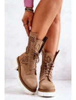 Pracovní kožené vysoké boty Nicole svetlě hnědá 2706