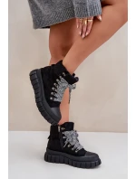 Dámské Zateplené Botky Trapery Na Platformě Černé Alcyhen