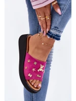 Dámské Zamszové Pantofle S Připínkami Fuchsie Vinceza 66741