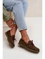 Polobotky Mokasiny Dámské S Vázáním Tmavě Zelené Calivra