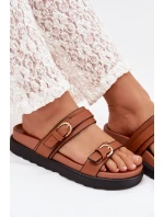 Dámské platformové nazouváky s pásky a zlatými sponami Camel Rirea