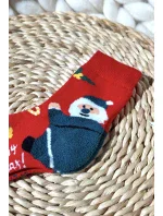 Dětské Vánoční Bavlněné Ponožky S Mikulášem Červené