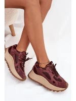Kožené dámské tenisky  na platformě Big Star HI-POLY SYSTEM – bordó