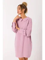 Dámské košilové šaty M740 Pudr růžová - MOE Dámské košilové šaty M740 Pudr růžová - MOE