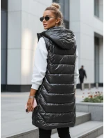 Dámská prošívaná vesta s kapucí tmavě šedá FashionStreet TY5338