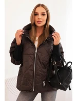 Dámská prošívaná bunda s krátkým střihem a stojáčkem hnědá Dámská prošívaná bunda s krátkým střihem a stojáčkem hnědá