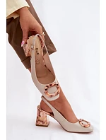 Kožené dámské sandály na podpatku s přezkou D&A LZ61-2010 Béžové Kožené dámské sandály na podpatku s přezkou D&A LZ61-2010 Béžové