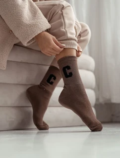 Dámské Froté Ponožky S Písmenem C Hnědé