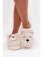 Dámské chlupaté papuče s motivem medvídka – bílé Galine