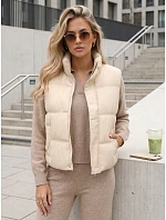 Dámská zateplená vesta bez kapuce, béžová, FashionStreet TY5726 Dámská zateplená vesta bez kapuce, béžová, FashionStreet TY5726