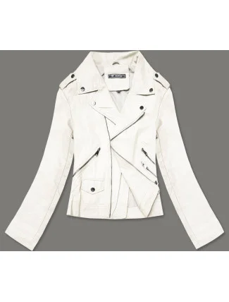 Bílá dámská bunda ramoneska (BN-20025-77)