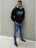 Pánská mikina s potiskem černá FashionStreet BX5383