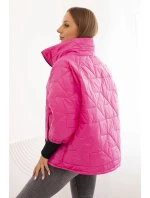 Dámská prošívaná bunda s krátkým střihem a stojáčkem růžová