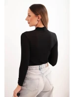 Dámská kasmírská blůza s jemným rolákem a dlouhým rukávem černá
