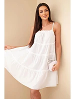 Dámské bavlněné šaty na ramínka s volánky bílá Dámské bavlněné šaty na ramínka s volánky bílá