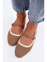 Ploché baleríny z síťovaného materiálu světle hnědé Zelisa