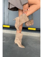 Dámské kotníkové boty na jehlovém podpatku Solvienne – béžové