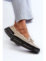 Lesklé kožené dámské mokasíny LR750 zlaté - S.Barski