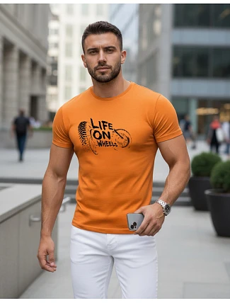 Pánské tričko Life on Wheels oranžové FashionStreet NX5016R