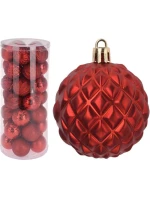 DEKORATIVNÍ PLASTOVÁ CETKA 6CM SADA 35 KS ČERVENÁ