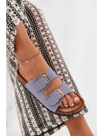 Dámské Pantofle Na Korek Platformě Se Zlatými Přezkami Modré Lisavionea