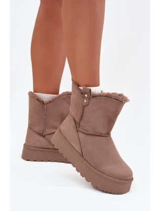 Dámské Sněhule Na Platformě S Kožíškem Tmavě Béžové Evelira