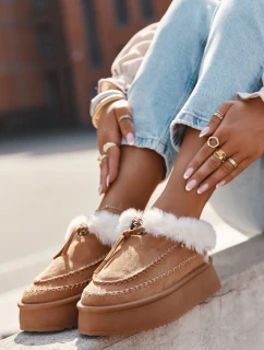 Dámské Sněhule Na Platformě S Kožešinou A Švy Camel Kellina