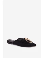 Dámské pantofle Mule s ozdobným zlatým detailem Černé Galvella