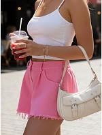 Dámské džínové šortky na léto s volnou nohavicí růžové FashionStreet SY0535 Dámské džínové šortky na léto s volnou nohavicí růžové FashionStreet SY0535