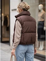 Dámská krátká prošívaná zateplená vesta, hnědá, FashionStreet TY5972 Dámská krátká prošívaná zateplená vesta, hnědá, FashionStreet TY5972
