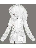 Světle šedá dámská mikina s kapucí a se vzorem hvězdiček (2305)