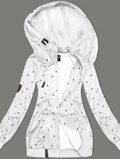 Světle šedá dámská mikina s kapucí a se vzorem hvězdiček (2305)