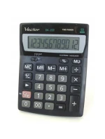 Kancelářská kalkulačka Vector KAV DK-222, 12místná, 103x137mm, černá