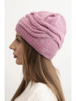 Dámská zimní čepice z vlny s ozdobným vzorem K429 světle fialová