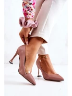 Módní kožené boty na jehlách růžové Tamira Módní kožené boty na jehlách růžové Tamira