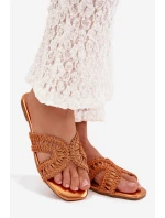 Dámské ploché oranžové pantofle Fariella